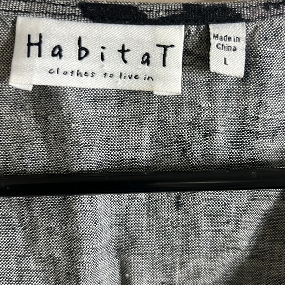HABITAT  short sleeve linen jacket  gray and black v neck large   EUC boho - Picture 2 of 7